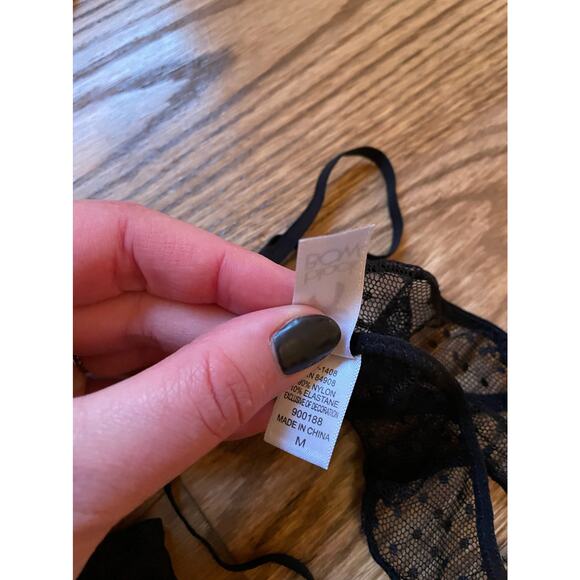 Sexy Black Bow Mesh Lace Outfit Medium - Picture 6 of 8